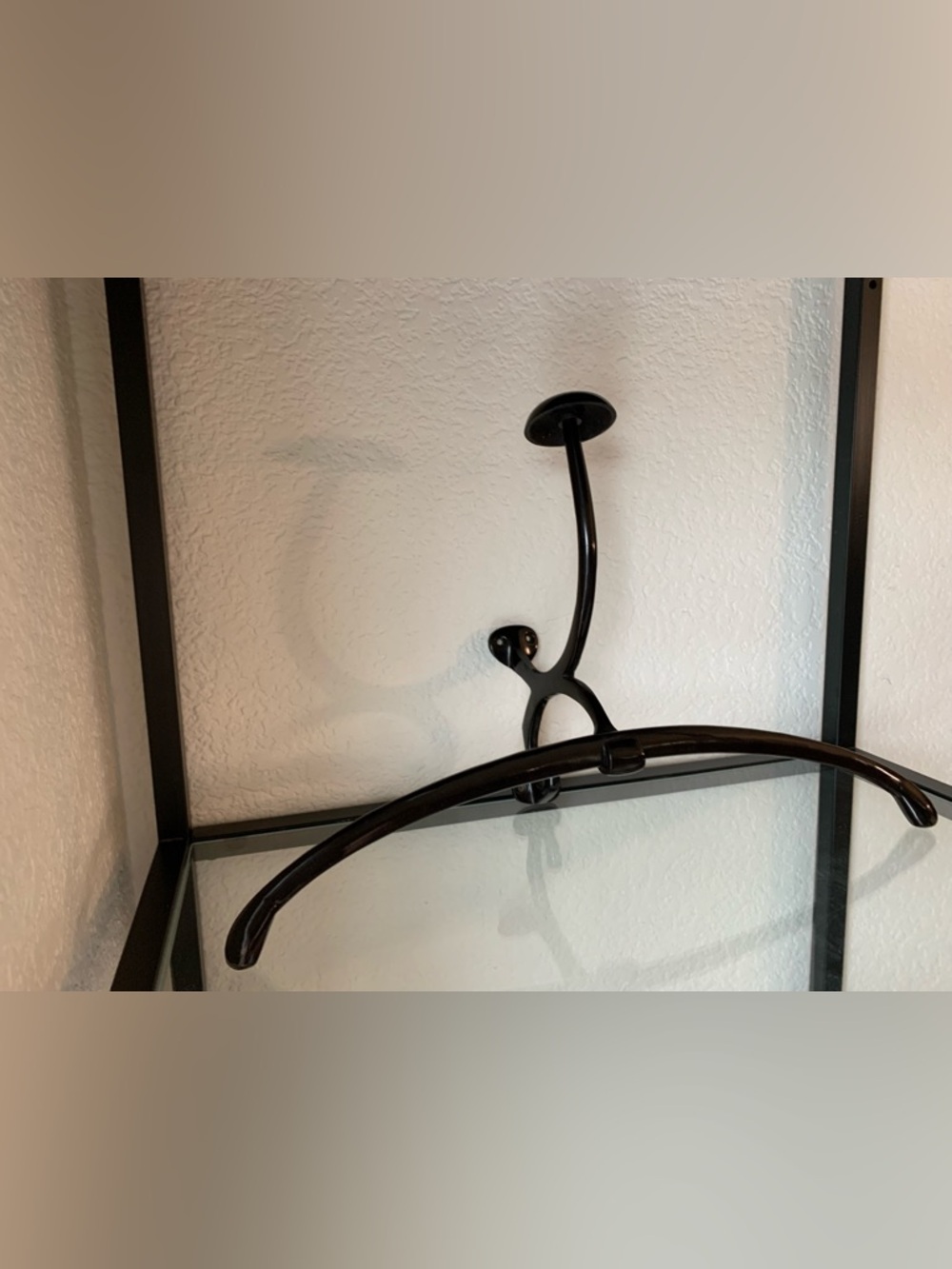 Wall-Mounted Bronze Coat Hanger With Hat Stand - Dark Brown Minimalist Display - Picture 2 of 7